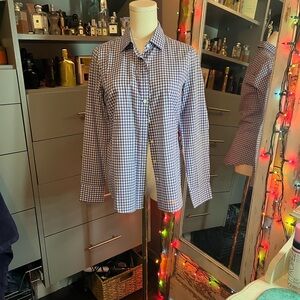 J. Crew Blue and White Checkered Women's Shirt